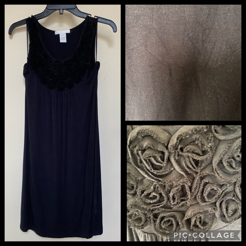 Design History Dress with Raw Hem Rosette Detail